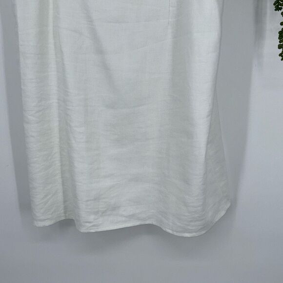 J Crew Squareneck White A-Line‎ Dress in Stretch Linen Blend Knee Length 20 - Picture 6 of 14